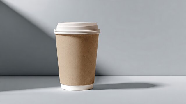 Disposable Coffee Cup on White Surface.