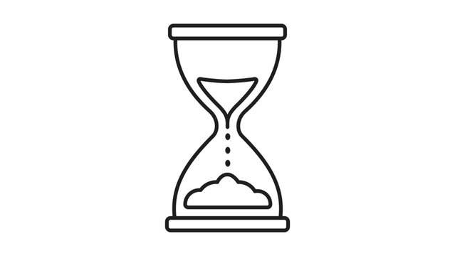 Temporal Measurement Tool Outline for Efficient Scheduling. Sleek Vector Drawing of a Sandglass for Project Deadlines, Workplace Productivity, and Meeting Duration Management.