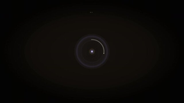 Minimalist motion graphic with a glowing circular loading bar and retry icon element for digital system interfaces.