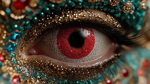 Extreme Close-Up Macro Human Eye Japan Flag Hinomaru Red Circle Iris Carnival Beadwork Eyelids Jewelry