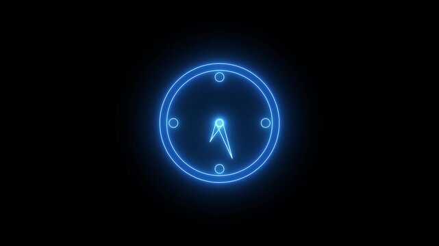 Futuristic Digital Wall Clock Icon on Black Background