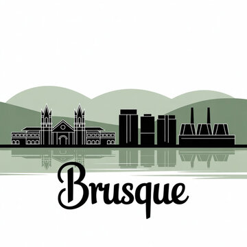 Brusque Skyline Silhouette &mdash; A Textile Industry City in Southern Brazil Vector Illustration