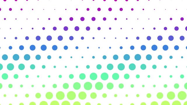 Seamlessly looping animation of abstract colorful halftone dot pattern gradient background