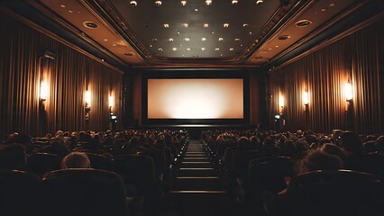 Naklejka premium Cinema Audience Watching Movie on Screen.