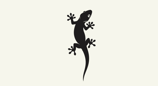 Black silhouette of a lizard climbing.