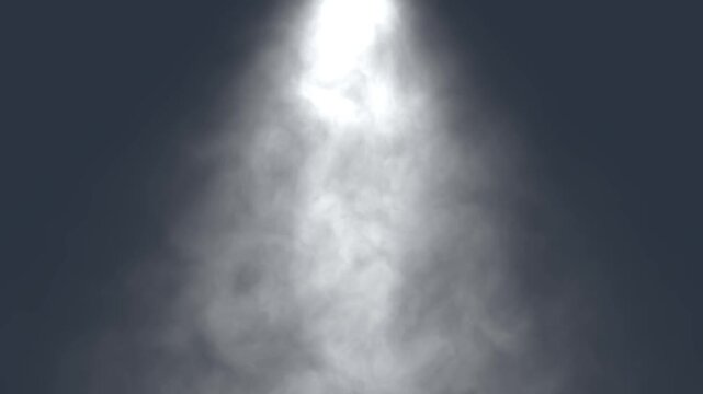 Seamlessly looping animation of a bright spotlight shining down through thick fog