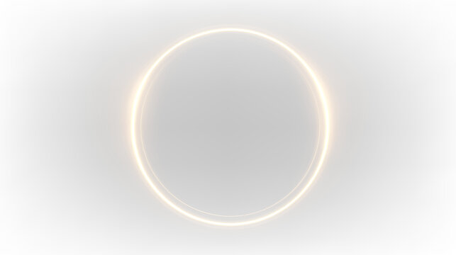 Bright circular design with glowing edges isolated on transparent background, showcasing a simple shape, light overlay, PNG