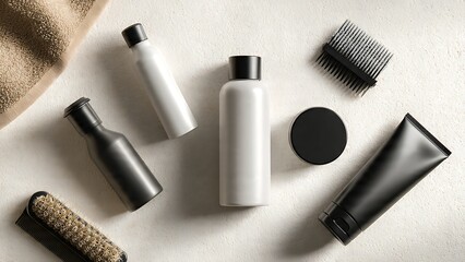Obraz premium Cosmetic Products and Beauty Accessories Arranged.