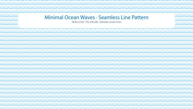 Seamless line pattern of minimal ocean waves Vector
