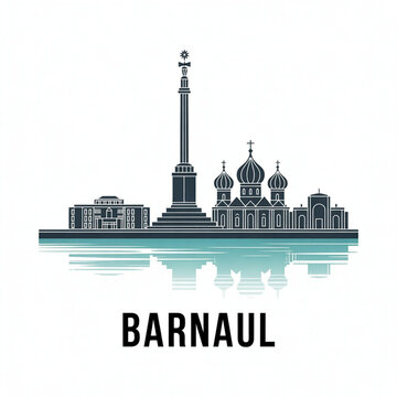 Barnaul Russia Skyline Vector &ndash; Ob River Altai Silhouette
