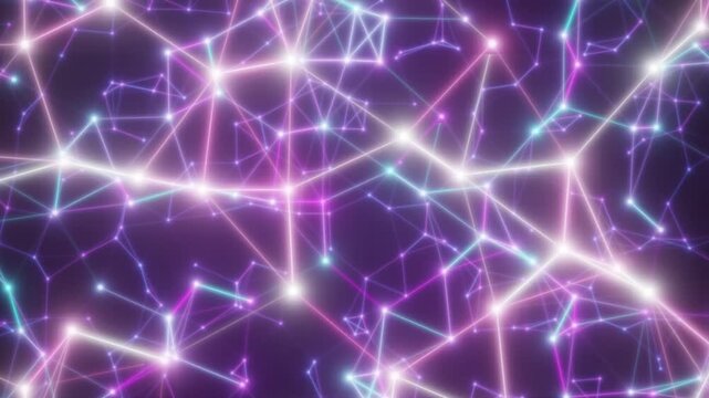 Abstract glowing plexus network animation with connected lines and dots looping