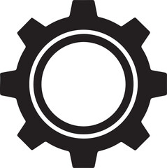 Fototapeta premium Black gear vector icon for mechanical settings, industrial processes, and technological advancement. Simple graphic representing configuration, engineering, and core system controls