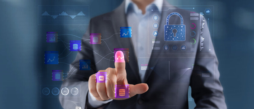 AI Artificial Intelligence with Digital Security Lock and Interface