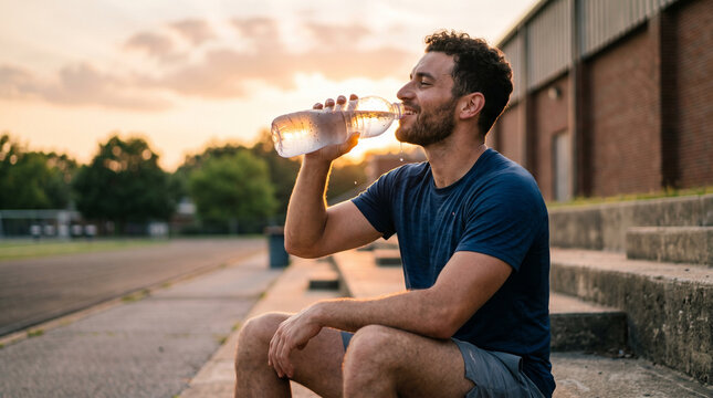 Person drinking water after workout