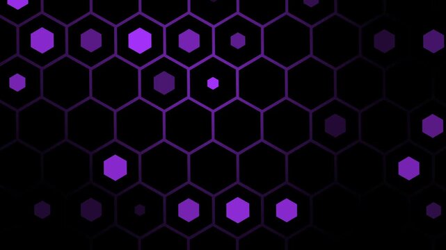 Neon hexagon honeycomb pattern background animation