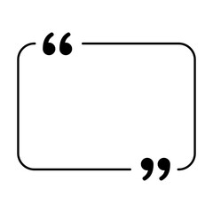 Obraz premium Rectangular quote frame icon with rounded corners and filled marks. Minimalist template for testimonials, messages, and direct speech. Vector illustration.