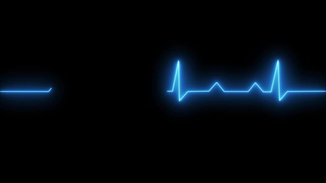 Neon Electrocardiogram Signal Animation, Digital Heartbeat Monitor Display
