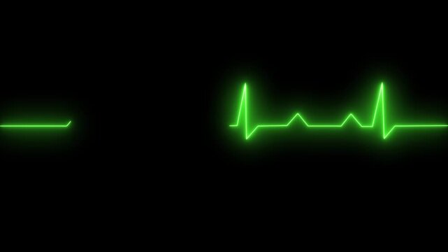 Neon Electrocardiogram Signal Animation, Digital Heartbeat Monitor Display