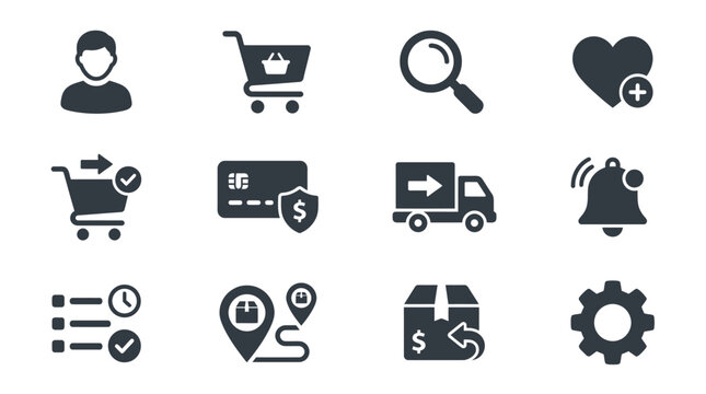 Set of e-commerce and online shopping user interface icons.