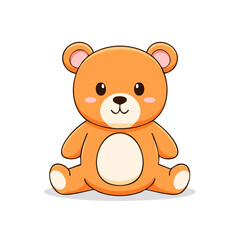 Fototapeta premium Cute Orange Teddy Bear Toy Sitting Adorable Kawaii Cartoon Style