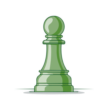 Single green chess pawn standing on a white surface with a subtle shadow