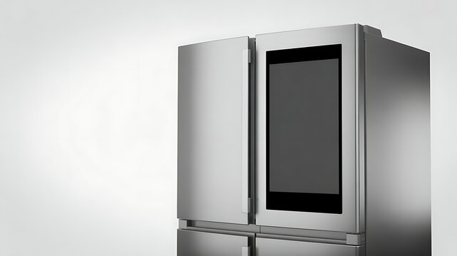 Blank smart fridge screen interface isolated, 3d rendering, Isolated kitchen tech, smart home branding, appliance UI template.