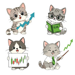 Obraz premium Cute kittens stock trader clipart vector illustration