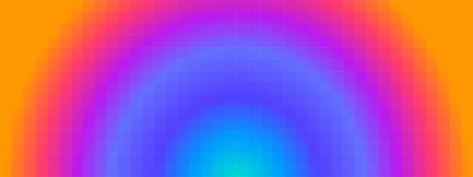 Vibrant  radial pixelated, semi-circular radial gradient background