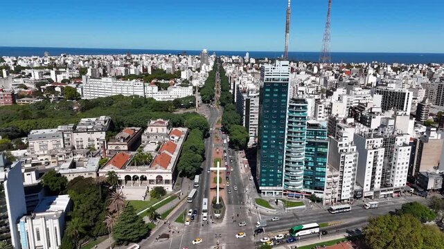 The Pope Cross At Montevideo In Maldonado Uruguay. Three Crosses Terminal. Downtown Cityscape. Cultural Heritage Skyline. The Pope Cross At Montevideo In Maldonado Uruguay. Pope Square.