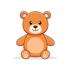 Fototapeta premium Cute cartoon brown teddy bear sitting and smiling