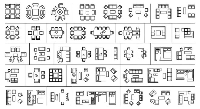 collection of interior design floor plan furniture elements and layouts
