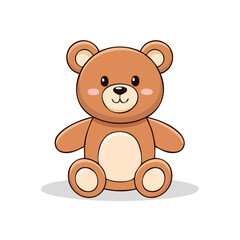 Obraz premium Adorable Cartoon Brown Teddy Bear Sitting Playful Happy Toy