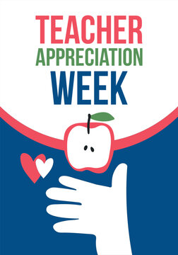 Teacher Appreciation Week in United States. Celebrated annual in May. In honour of teachers who hard work and teach our children. School and education. Student learning concept. Vector illustration
