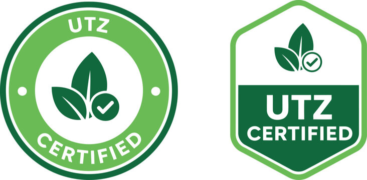 UTZ Certified eco label icons for sustainable agriculture and ethical product packaging design