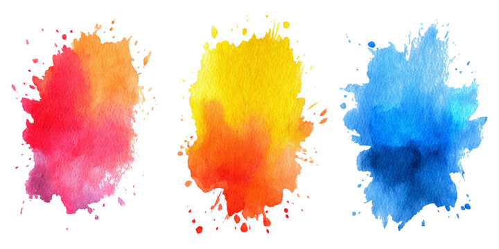 Modern watercolor set paint splash design. colorful rainbow artistic brush collections texture and creative vector background.