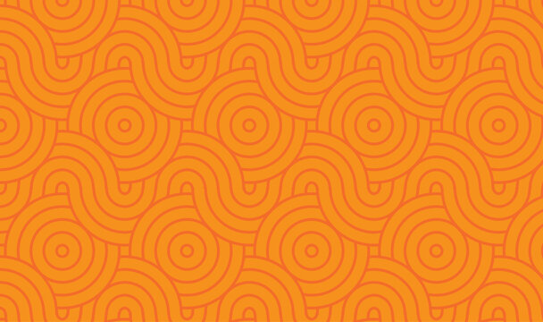 Orange concentric circles pattern seamless repeating background with swirling lines high-quality professional detailed modern 