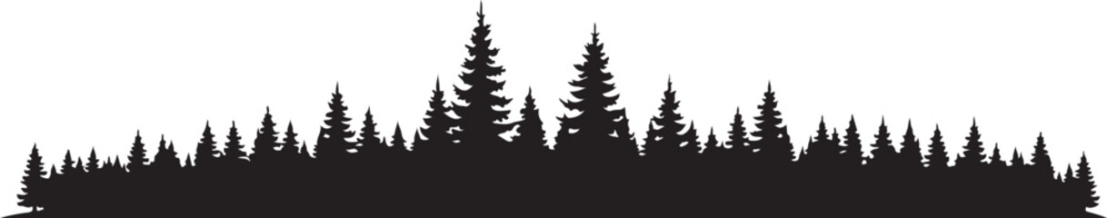 Obraz premium Black silhouette of pine trees