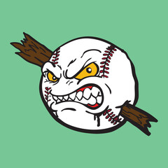 Obraz premium Aggressive baseball monster mascot with broken bat