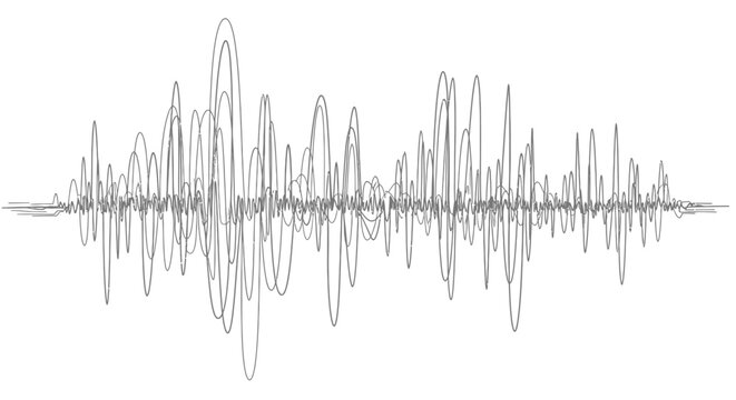 Abstract Sound Wave or Audio Waveform Pattern Isolated White Background