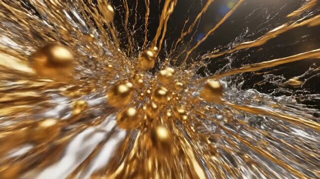Golden Liquid Splash Abstract Motion