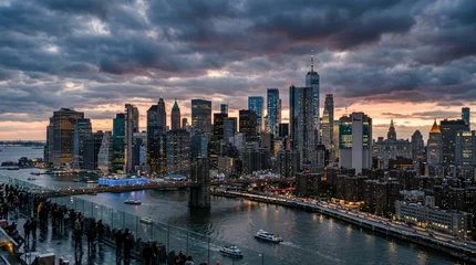 Dramatic Skyscape of New York City, Sunset, River and Buildings, Evening © Visual Enigma