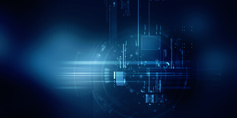 Obraz premium 2d illustration Abstract futuristic electronic circuit technology background