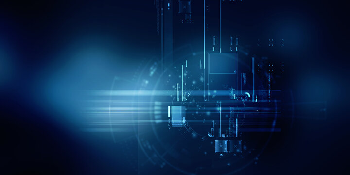 2d illustration Abstract futuristic electronic circuit technology background