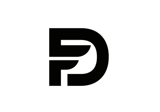 Abstract minimalist FD monogram logo on white background