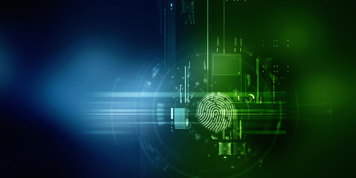 2d Illustration Fingerprint Scanning Technology Concept 