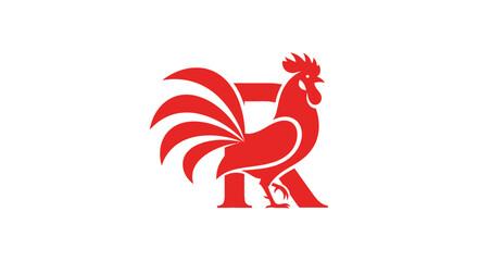 Red rooster mascot logo integrated with the letter F © Asri
