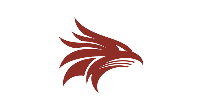 Stylized red eagle head logo on white background