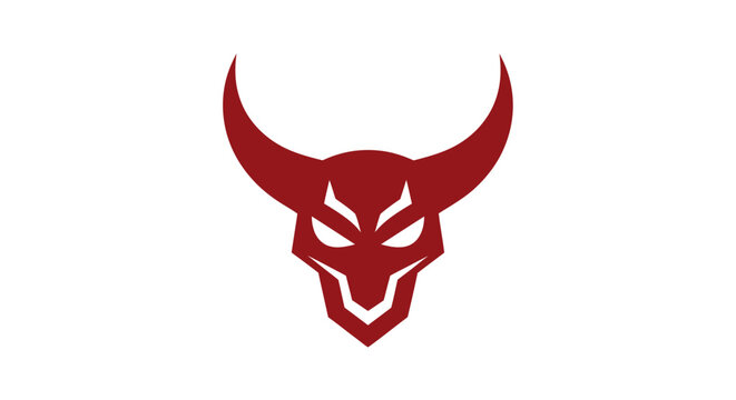 Stylized red bull mascot logo with sharp horns
