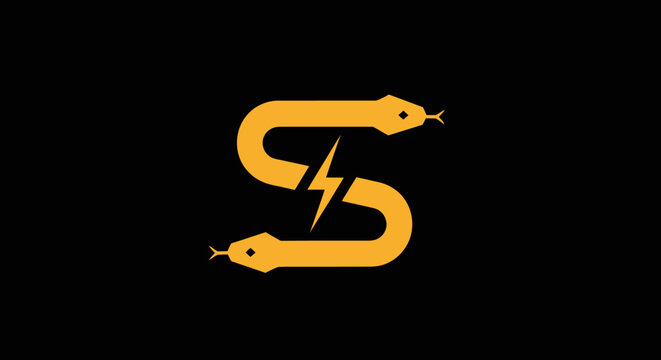 Yellow snake letter S logo with lightning bolt icon