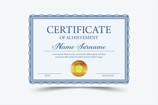 Elegant certificate design with broder texture vector customizable award recognition template